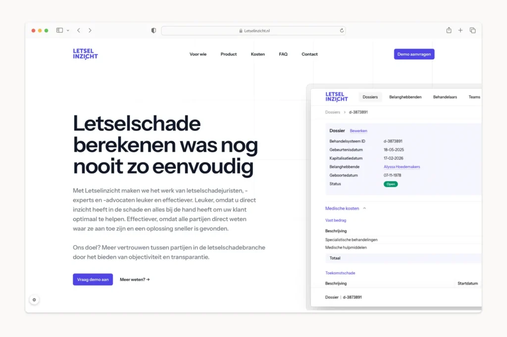 letselinzicht.nl - het product naar buiten
